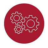 Transmissions icon in burgundy